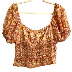 MIA Pink and Cream Blouse Elegant Top
